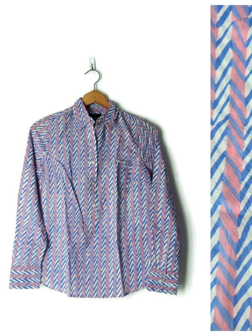 J.Crew Classic Popover shirt in Chevron lightweight cotton long sleeve XXS 2XS